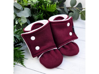 Capáčky barefoot s fleesem WARM MERLOT