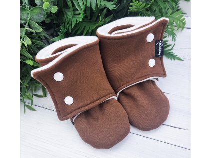 Capáčky barefoot s fleesem WARM HNĚDÁ