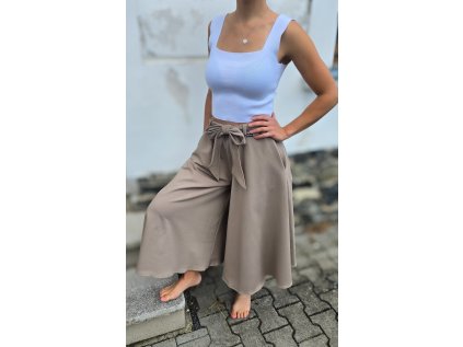 DÁMSKÁ tepláková kalhotová sukně PÍSKOVÁ