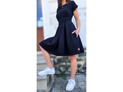 Mušelínové šaty KATE s kapsami BLACK