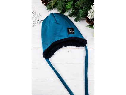 Ušanka s beránkem TEAL Black