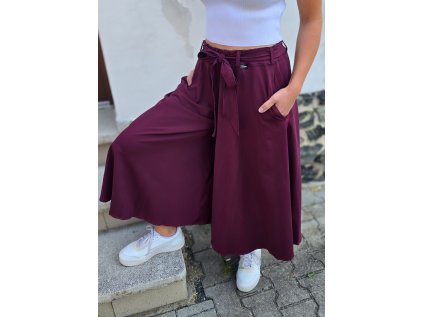 DÁMSKÁ tepláková kalhotová sukně BORDO