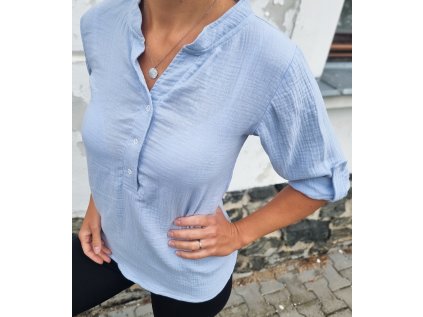 Dámská mušelínová polokošile POWDER BLUE