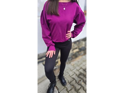 Mikina STRUCTURE magenta crop