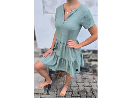 Dámské mušelínové BOHO šaty MENTOL