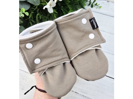Capáčky barefoot s microfleece PÍSKOVÁ