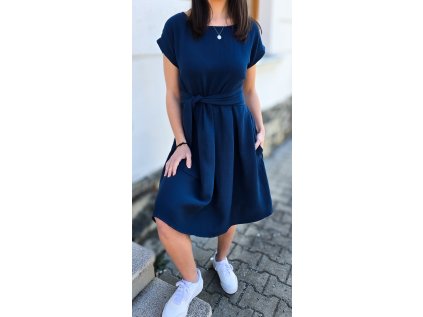 Mušelínové šaty KATE s kapsami NAVY