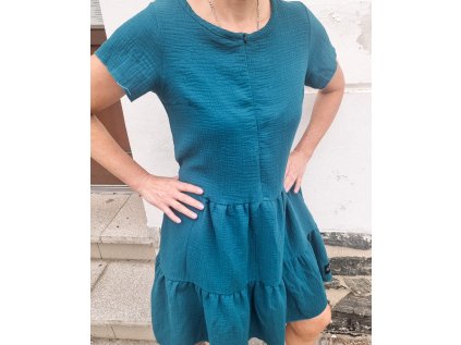 Dámské mušelínové BOHO šaty SMARAGD