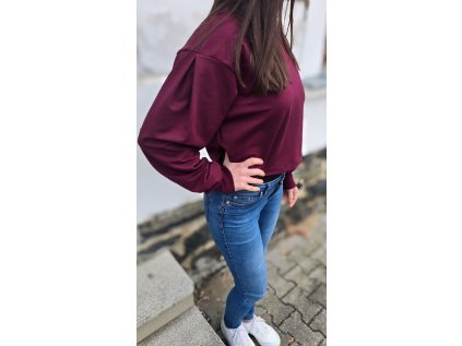 Mikina STRUCTURE bordo crop
