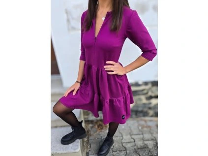 Dámské teplákové BOHO šaty MAGENTA