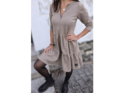 Dámské teplákové BOHO šaty PÍSKOVÁ