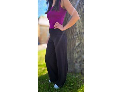 Široké kalhoty silk BLACK