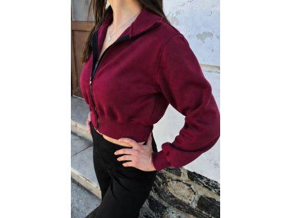CROP mikina WARM Merlot