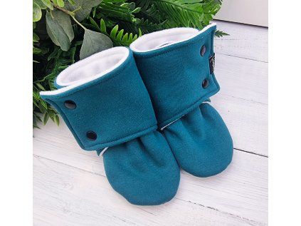 Capáčky barefoot s fleesem WARM PETROLEJ