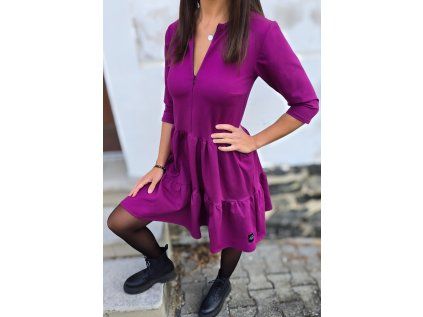 Dámské teplákové BOHO šaty MAGENTA
