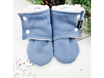 Capáčky barefoot s beránkem wafle BLUE white