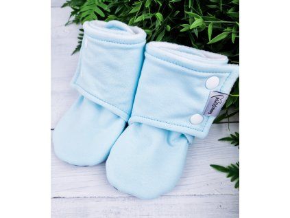 Capáčky barefoot s microfleece AQUA white