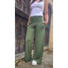 Široké kalhoty s kapsami silk OLIVA