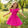Dívčí šaty BELLA -  FUCHSIA mušelín