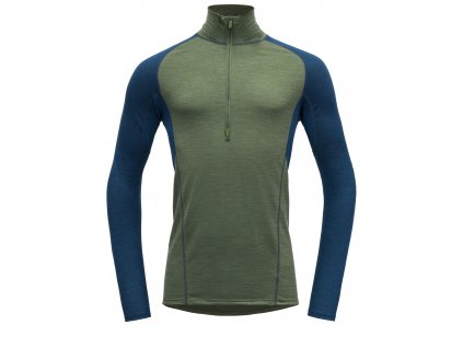 PÁNSKÉ MERINO TRIKO NA ZIP DEVOLD RUNNING ZELENÁ 130