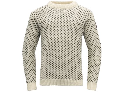 TRADIČNÍ NORSKÝ VLNĚNÝ SVETR DEVOLD NORDSJO bílá