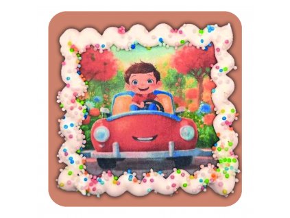 Medový perník s obrázkem chlapce v autíčku, 50g