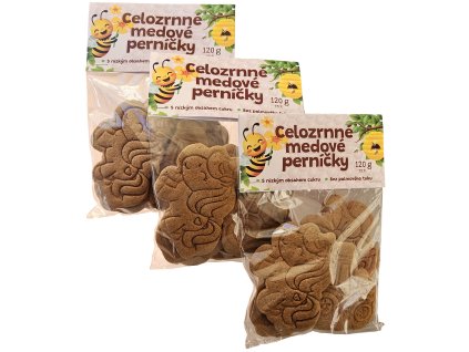 Celozrnné medové perníčky, 3ks po 120g