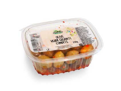 Velké olivy s chilli papričkou, 250g, Romeo Ficacci ( Itálie )