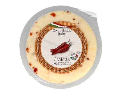 Caciotta Peperoncino, poloměkký kravský sýr, 150g, Monti Trentini ( Itálie )