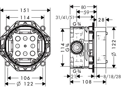 Hansgrohe Ibox 01800180 univerzalne podomietkove teleso pre Hansgrohe batérie
