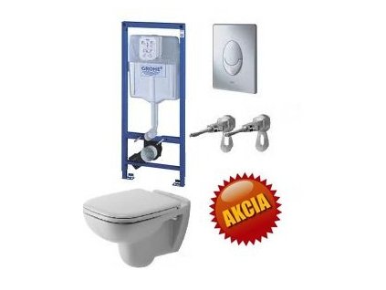 Grohe Rapid SL - set pre WC + tlačidlo + úchyty + Duravit závesné WC + WC sedadlo