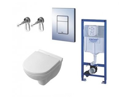 Villeroy & Boch - set - podomietkový systém + tlačidlo + úchyty + závesné WC + spomaľovacie sedadlo