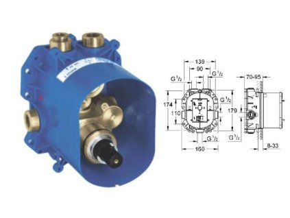 Grohe Rapido - podomietkové teleso k podomietkovej termostatickej batérii 35500000
