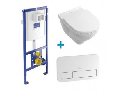 Villeroy & Boch O.Novo - závesné WC DirectFlush + spomaľovacie sedadlo + nádržka + tlačidlo lesklé biele  