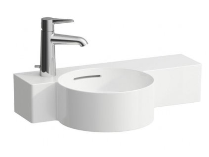 Laufen Val SaphirKeramik okrúhle umývadielko 55x31,5cm s otvorom pre batériu vľavo a odkladacou plochou vpravo H8152830001051 kupelnashop.sk