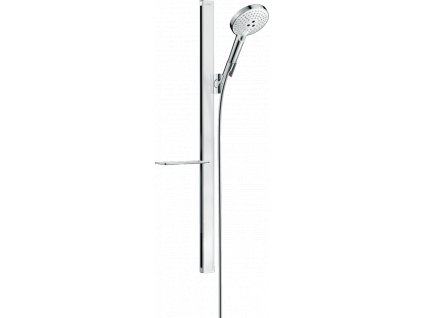 HANSGROHE Raindance Select S120 Sprchová sústava s 3Jet sprchou a poličkou biela chrom 27648400 kupelnashop.sk