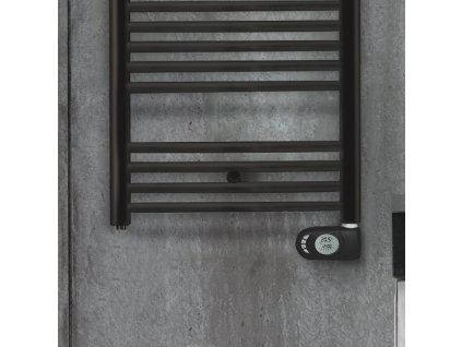 Zehnder Aura - čierny elektrický radiátor s vykurovacou tyčou 90 x 50 cm