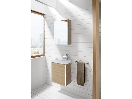 Roca Mini umývadlo 45x25cm so skrinkou a zrkadlovou skrinkou dubová A855866155 www.kupelnashop.sk.jpg