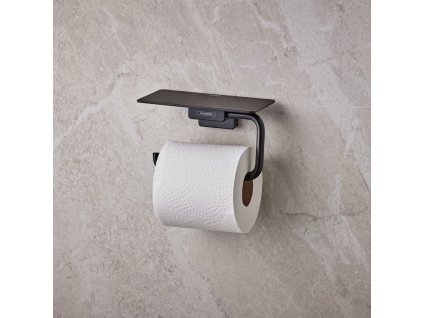 hansgrohe Addstoris čierny držiak wc papiera s poličkou kupelnashop.sk