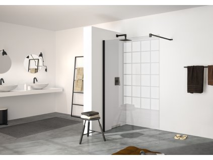 Hüppe Xone Walk in 1200mm, hrúbka 8 mm, priečna vzpera, profil čierna matná, sklo číre s Anti Plaque NX1705.123.322 www.kupelnashop.sk