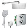 HG SET Ecostat Sprchový systém pod omietku, Ecostat Square, termostatická batéria kompletná sada, chróm kupelnashop.sk