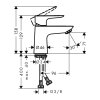 Hansgrohe Talis E 80 umyvadlová batéria+push open ventil technicky nákres kupelnashop.sk