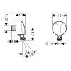 Hansgrohe FixFit Nástenné kolienko E so spätným ventilom a guľovým kĺbom, chróm 27505000 rozmery www.kupelnashop.sk