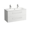Laufen pack Avin leskla biela skrinka+Laufen Lua dvojumyvadlo 100cm pre 2 batérie kupelnashop.sk