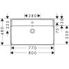 Hansgrohe Xanuia Q Umývadlo 800x480 mm s otvorom pre batériu a prepadom, biela 60225450 rozmery www.kupelnashop.sk