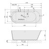 Polysan Sussi voľne stojaca vaňa 160x70cm, pravé prevedenie technicky nákres kupelnashop.sk
