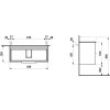 Laufen Base kúpeľňová skrinka lesklá biela s 2 šuflíkmy pre Laufen Val dvojumyvadlo 95x42cm technicky nákres kupelnashop.sk.