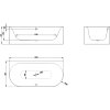 BetteLux Oval smaltovaná voľne stojaca vaňa 180x85cm+povrchová úprava GlazePlus nákres kupelnashop.sk