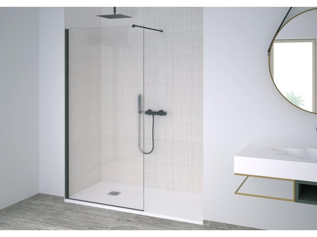 BE.COLORS WALK-IN, 160 cm, Stampato C bezpečnostné sklo - 6 mm, 499 blue vintage