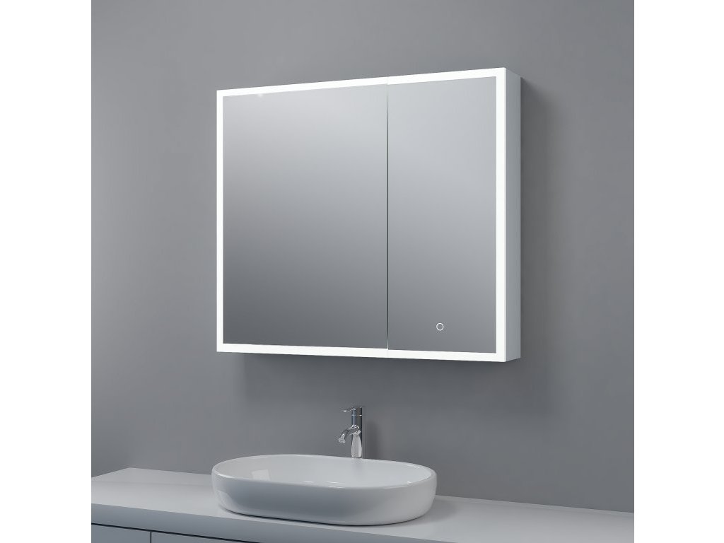Zrkadlová skrinka s LED osvetlením a lupou, obojstranným zrkadlom LUX  80x70x14 cm